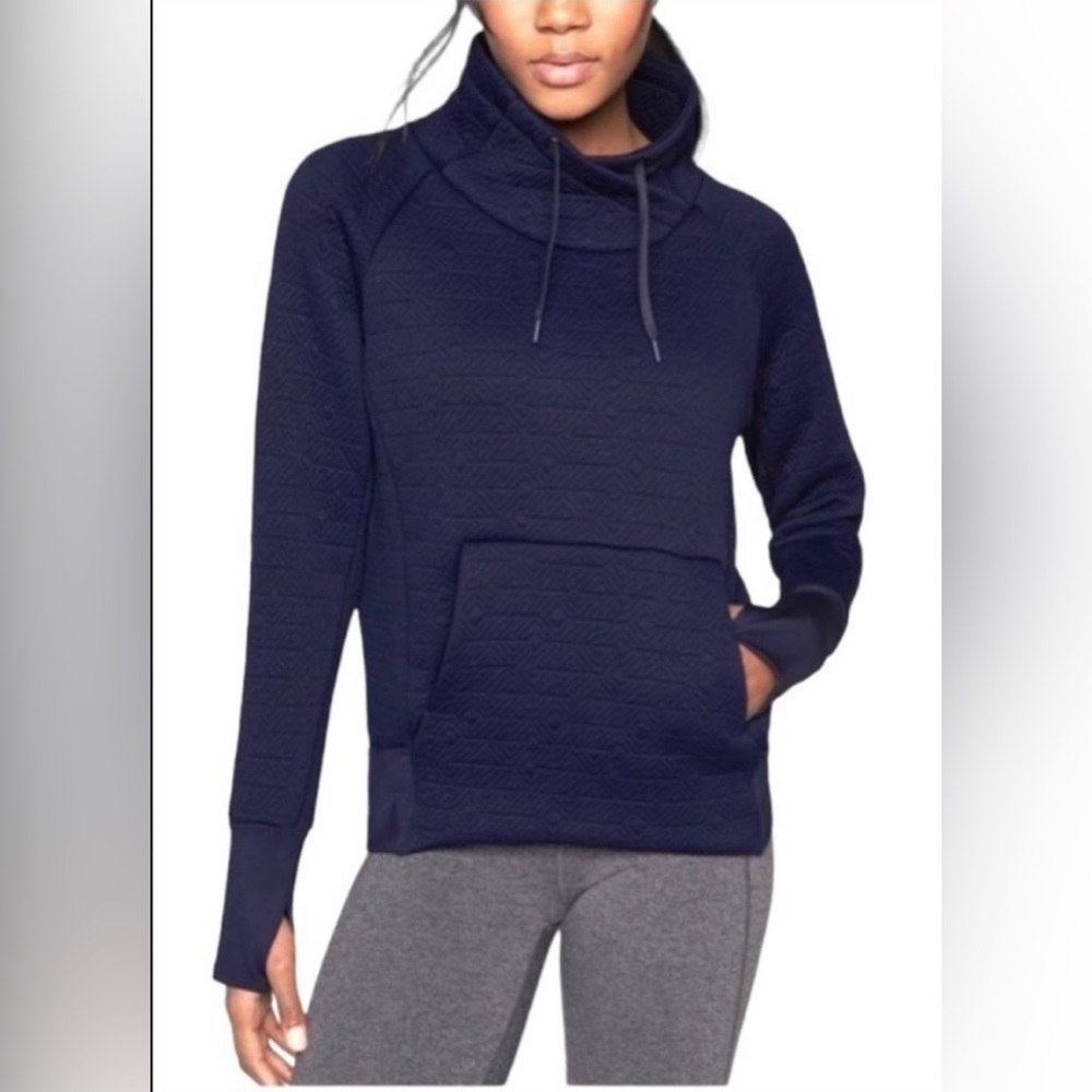 Athleta Navy Blue Elevation Jaquard Quilted Pullover Size Small